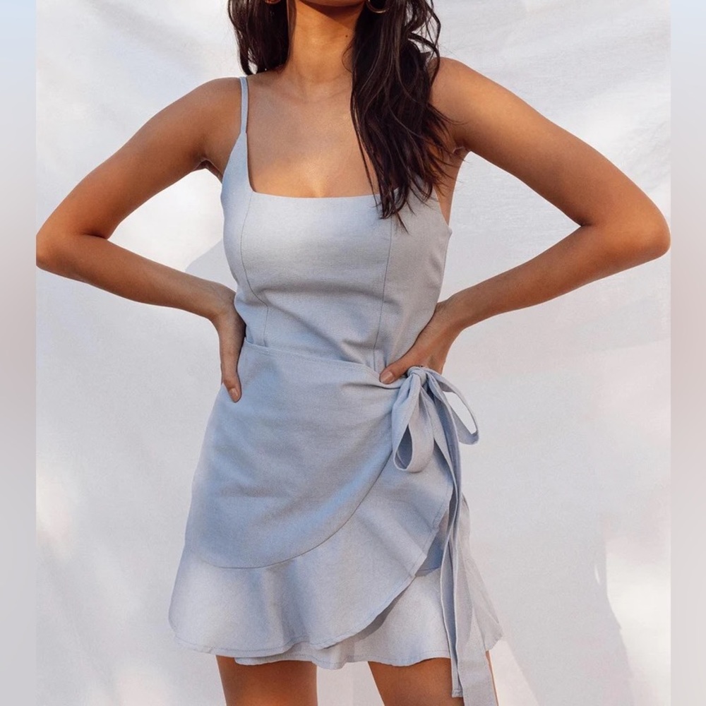 Princess Polly blue cottage hill mini dress